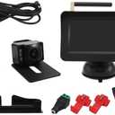 Reversing Camera, 4.3 Inch LCD Rear Monitor + Wide Angle IP68 Waterproof Rear View Camera Compatible with Cars, Trucks