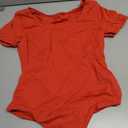 MANGOPOP Double Lined Long Sleeve Bodysuits for Women Scoop Neck Thong Short Bodysuit Tops Seamless (Red, S)