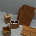 Seville Classics Bamboo Eco-Conscious Bathroom Vanity Organizer Set Kitchen Home Over The Sink Trash Bin, Soap, Cotton Ball Holder, Towel Tray, 5 Piece, Bamboo