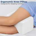5 STARS UNITED Large Knee Pillow for Side Sleepers - Hip Pain Relief, Memory Foam Leg Cushion for Side Sleeping - Between Legs Pillow for Sciatica & Lower Back Pain, White