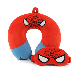 Marvel Spiderman Travel Neck Pillow for Kids- Bundle with 13" Spiderman Neck Pillow, & More | Spiderman Travel Accessories Set
