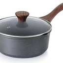 VINCHEF Nonstick Saucepan with Lid, 3QT Sauce Pan with Stay Cool Handle, Non Stick Small Cooking Pots Induction pot, Dishwasher Safe, Compatible for All Stove Top, PFAS and PFOA Free Black