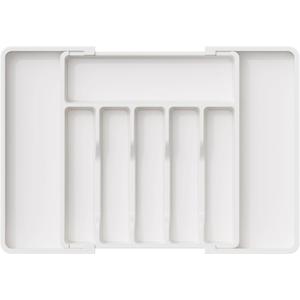 Lifewit Silverware Drawer Organizer, Expandable Utensil Tray for Kitchen, BPA Free Flatware and Cutlery Holder, Adjustable Plastic Storage for Spoons Forks Knives, Large, White