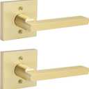 goldenwarm Gold Dummy Door Handles, No-Turning Brushed Brass Door Dummy Levers, Brushed Gold Dummy Handle 1 Pack