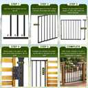 4ft W x 42in Wrought Iron Deck Gate Heavy-Duty Gate, Cuttable Outdoor Railing Gate, Rust-Proof AAMA2604 Black Textured Finish for Patio Porch Garden