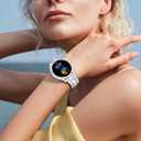 Dsytom Stylish Bands Compatible with Samsung Galaxy Watch 7/6 40mm 44mm, 20mm Bling Metal Replacement Galaxy Watch 7/6 Band 40mm 44mm with Rhinestone Protective Case for Women