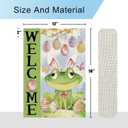 DLZDN Welcome Easter Frog Egg Garden Flag 1218 Inch Double Side Vertical Burlap Farmhouse Yard Sign Spring Holiday Outdoor Decoration