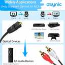 eSynic Portable Optical to RCA Adapter-7 FT Long-Built-in DAC Chip-Easy to Setup-192KHZ Digital to Analog Converter-Aluminum Shell-from HDTV/Blu-ray/DVD/Gaming Consoles to L/R Stereo Audio System