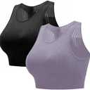DIDOEG Sports Bras for Women-Padded Removable Support Bra Shockproof Running Yoga Fitness Bra Breathable Quick Drying Vest Style Wide Shoulder Straps for Anti Slip Comfort L