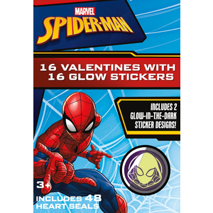 Marvel Spider-Man 16 Valentines With 16 Glow Stickers