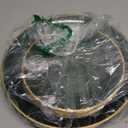 50 Plates Pack (25 Guests)-Wedding Party Disposable Plastic Plate Set -25 x 10'' Dinner + 25 x 7'' Salad & Dessert plates (Belize in Green & Gold)