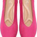 Vipost Knit Ballet Flats for Women Pointed Toe Comfortable Foldable Flat Shoes for Work, Travel, Wedding Breathable Slip On Dressy Flats (7, Rose)