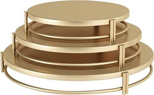 3 Piece Cake Plate, Dessert Plate, Home Decoration Storage Plate, Candy Display Board, Best Service Fruit Plate, Home Decoration Center Bowl, Cup and Plate (Gold)