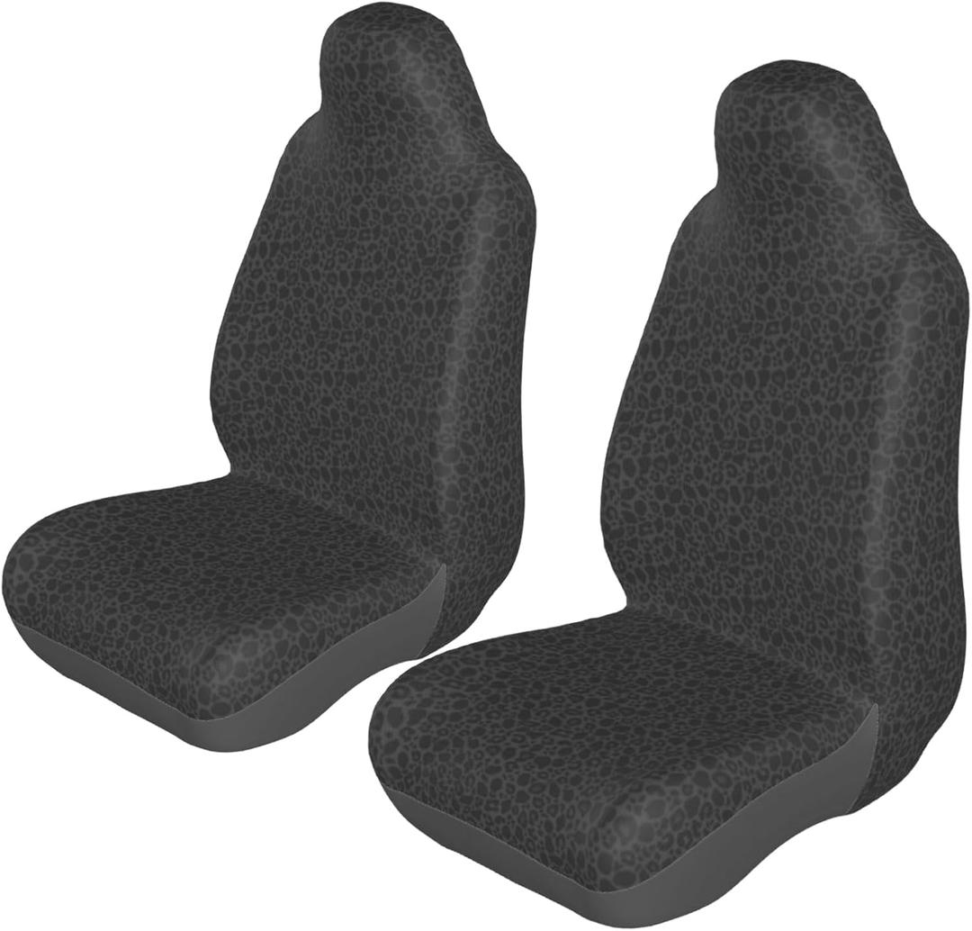 Yobvec Cheetah Print Black Car Seat Covers Front Universal Set of 2, Leopard Car Accessories