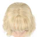 FAELBATY Blonde Wave Short Bob Wigs With Air Bangs Shoulder Length Wig For Women and Girls Curly Wavy Synthetic Cosplay Costume Wig (12" Mix Blonde and Gold)