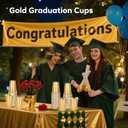 100 Pack Gold Graduation Party Cups, 16oz Disposable Plastic Cups Bulk, Heavy Duty Cold Drink Cups for Celebration, Beer, Cocktail, Soda, Juice, Picnic