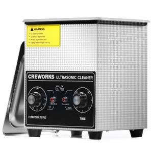 CREWORKS Ultrasonic Cleaner with Heater & Timer, 1/2 Gallon Stainless Steel 60W Ultrasonic Cleaning Machine with Degas & Gentle, 2L Sonic Machine for Professional Jewelry Watch Glasses Cleaning