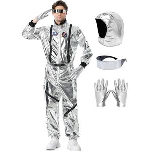 Lydoesy Astronaut Costume Silver Space Suit for Halloween Pretend Role Play Dress Up, XL