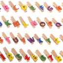 Wooden Clothespins with Colorful Letters and Numbers, Alphabet and Number Clips for Home Decoration, Craft Project, and Office Organization