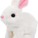 Hopearl Hopping Rabbit Interactive Electronic Pet Plush Bunny Toy with Sounds and Movements Animated Walking Wiggle Ears Twitch Nose Gift for Toddlers Birthday, White, 7''