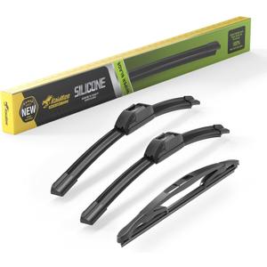 Raidbee Silicone Windshield Wiper blades 3 pack Replacement for Jeep Wrangler 2017 2016 2015 2014 2013 2012 2011 2010 2009 2008 2007 All-Season Silicone Windshield Wipers 15" 15" 12"