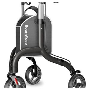 3 Wheel Walkers for Seniors, Lightweight Foldable Aluminum Rollator Walker, Height Adjustable Three Wheel Walker, Black