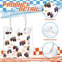 Tioncy 24pcs Truck Party Favor Bags Truck Gift Goodie Bags Car PVC Candy Treat Tote Clear Gift Bag with Handles for Kids Game Construction Racing Theme Birthday Party Supplies