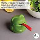 OTOTO NEW Lily Salt Cellar with Lid and Spoon - 6 oz Frog Salt Containers for Countertop, Ceramic Salt Holder with Lid for Sugar, Frog Stuff, White Elephant Gifts, Cute Gifts Accessories - Green