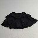 MiiVoo Women's High Waist Ruffle Flowy Mini Skirts Stretchy Waist Solid Lined Layered Pleated Casual Beach Short Skirt (Medium, Black)