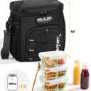 SafeDelux Lunch Bag with Combination Lock, Lunch Box for Men Women, Adjustable Shoulder Strap & Leakproof Soft Cooler for Commute, Travel & Gym (Black)