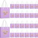 Honoson 30 Pcs Mini Gift Bag with Handle 4 x 2.75 x 4.5'' Small Thank You Bag Foil Paper Tote for Valentine's Day Wedding Baby Shower Birthday Graduation Party Favor Supplies(Light Purple)