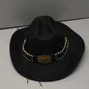 Bling Rhinestone Western Cowgirl Hat for Women Men, Rolled Up Sparkly Star Felt Fedora, Retro Turquoise Cowboy Hat M (Black-1 Row Bling 6 Stars)