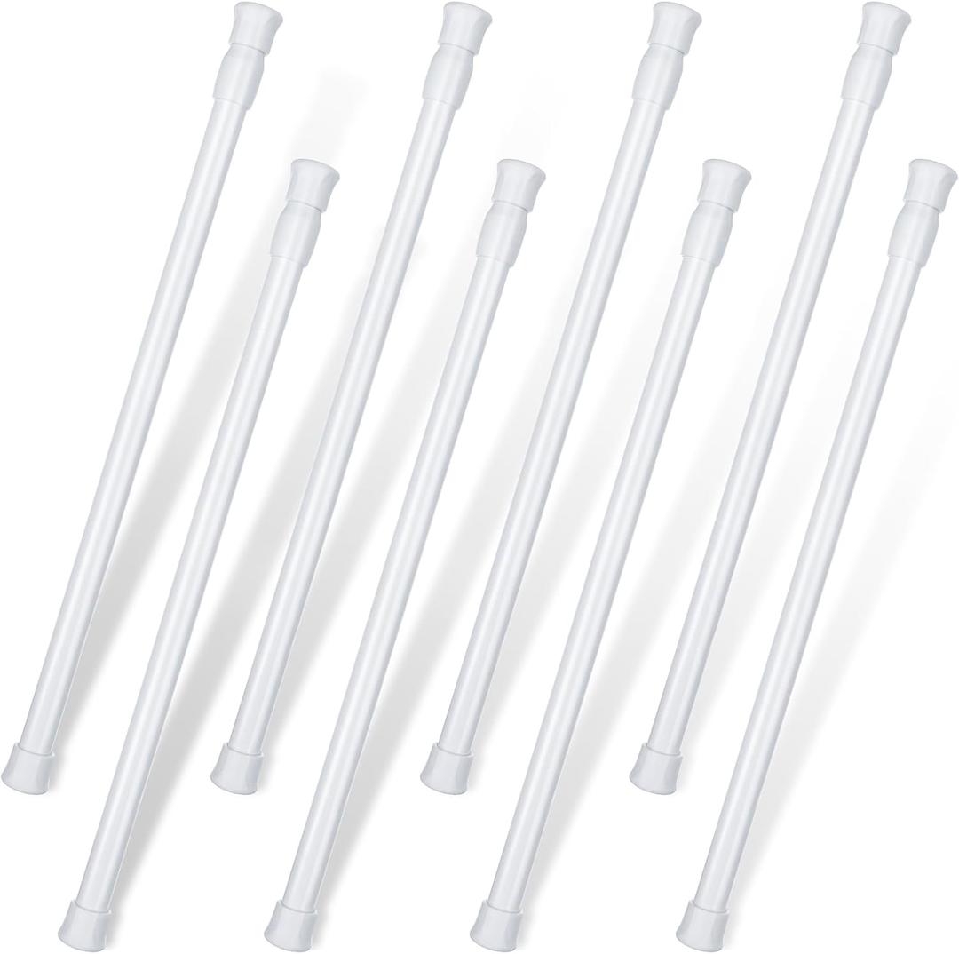 8 Pack Window Security Bar Extendable Tension Rods 23.6-43.3 Inch 1.2'' Diameter Adjustable Sliding Glass Door Lock Security Stick Window Safety Bars with Rubber Tips for Bathroom Cupboard