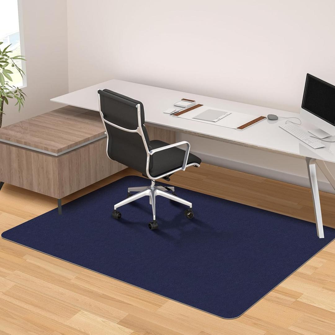 Office Chair Mat for Hardwood Floor - Anti-Slip Floor Protector, Desk Chair Mat, Low-Pile Rug, Gaming Rolling Chair MatMulti-Purpose Floor Protector for Office Chair (Navy Blue, 36X55 in)