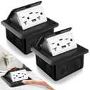 Hoolerry 2 Pack Pop up Floor Outlet Floor Kit Waterproof Electrical Outlet Cover Box with 4.8A USB A & Type C Charge and 20 Amp Tamper Resistant Socket Receptacle for Countertop Office Home(Black)