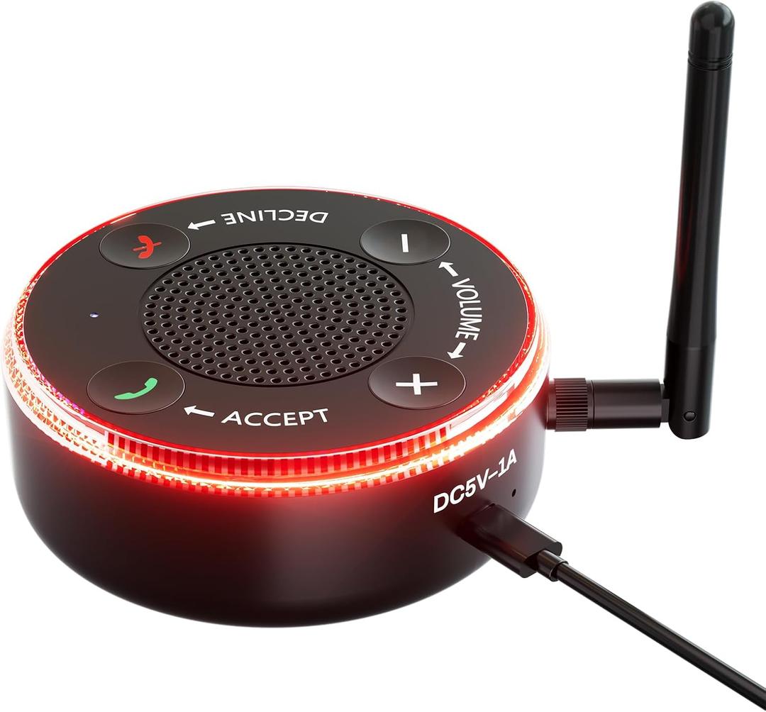 Cell Phone Ringer Amplifier & Flasher for Seniors, 116dB Loud External Ringer for Hard of Hearing, One-Button Answer & Decline, Call Message App Alerts, Ideal for Heavy Sleepers Noisy Areas