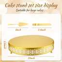 Wenqik Gold Cake Stand 14 Inch Metal Round Cupcake Dessert Stand with Cake Cutting, Spatula Xmas Cupcake Pastry Display Candy Holder Display for Wedding Birthday Party