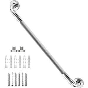 32 Inch Shower Grab Bar Chrome, 1.25" Dia 304 Stainless Steel Bathroom Grab Bars, Anti Slip Knurled Safety Bars, Wall Mount Shower Grip Handle Handrail for Handicap Seniors Elderly Injury Assist Bath