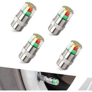 4 PCS Car Tire Pressure Monitor Valve Stem Caps, 2.4Bar 36PSI Tire Pressure Monitor Sensor Indicator, 3 Color Eye Alert Tire Pressure Monitor Valve Caps with Pressure Gauge