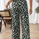 Women's Leopard Print Pants Cheetah Wide Leg Drawstring Casual Lightweight Pants for Beach Office Wear (S)