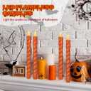 CHENGU 12 Pcs LED Taper Candles Flameless Battery Dripless Dinner Candles for Thanksgiving Day, Weddings, Church, Hanukkah, Christmas, Autumn, New Year Celebration(Spiral Orange,Spiral)