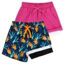 KAKU NANU Boys Swim Trunks Compression Liner Bathing Swimsuit Quick Dry Boxer Brief Beach Board Shorts with Pockets 4T (Rose & Royal Blue)