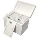 LIXIMMAZN 10 Layers Acrylic Eyelash Storage Box,Eyelash Holder Extension Tool,Makeup Organizer False Eyelashes Glue Pallet Holder, Grafting Eye lashes Close-Packed Display with 10 Pallets (White)