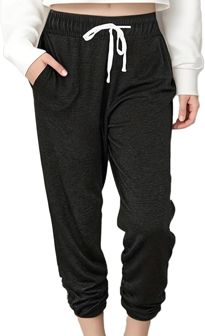 Women Baggy Sweatpants with Pockets Lounge Womens Pajama Pants Female Trouser (Black, M)