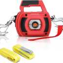 Portable Drill Winch of 1500 LB, Red Handheld Drill Winch with 40 Foot Synthetic Rope, Rotate The Hook 360 Degrees, for Lifting & DraggingDown Strap with D Rings