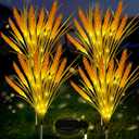 4 Pcs Thanksgiving Solar Lights Decorative Fall Outdoor Garden Autumn Solar Flowers Lights with 28 Realistic Wheat Ears Waterproof Decor for Yard Pathway Lawn Patio Garden Outdoor