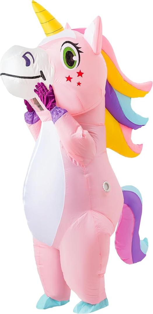 Spooktacular Creations Inflatable Costume Adult, Full Body Riding a Unicorn Blow Up Costume for Halloween Inflatables Party