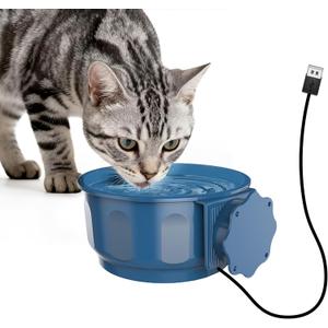 PETLESO Indoor Pet Small Heated Water Bowl, Cat Thermal Bowl in Winter, 600ML Hanging Heated Water Bowl for Rabbit Cage Dog Crate, Indoor USB Portable Warm Dish for Dogs Cats Rabbits Birds, Blue