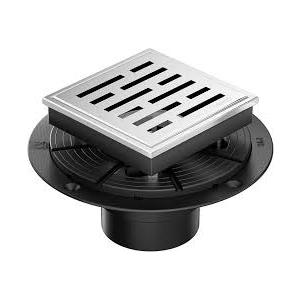 Neodrain Square Shower Drain,4 inch Black Stainless Steel 304 Grate and PVC Drain Body, Grate with Kit Includes Hair Trap/Strainer,Lifting Hook and PVC Drain Base