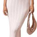 SOLY HUX Women's Maxi Dress Crochet Ruffle Sleeveless Backless Bodycon Long Dresses (XS, Pure White)
